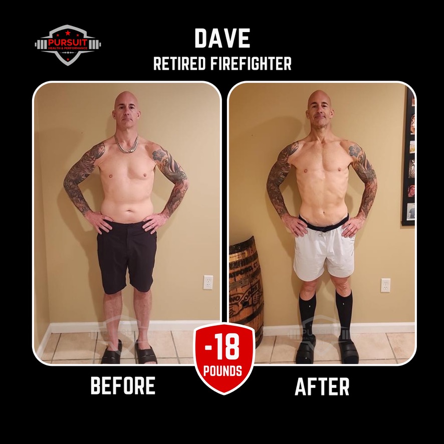 Dave, retired firefighter — 18 pounds down