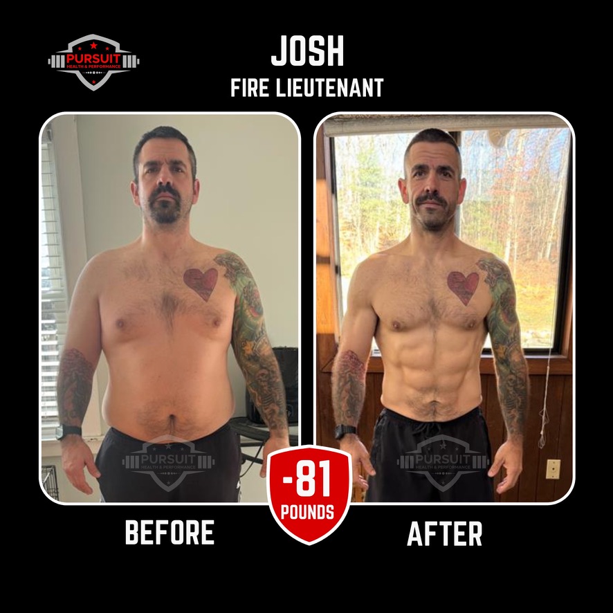 Josh, fire lieutenant — 81 pounds down