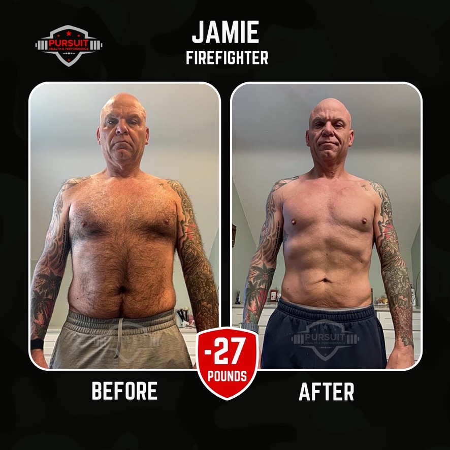 Jamie, firefighter — 27 pounds down