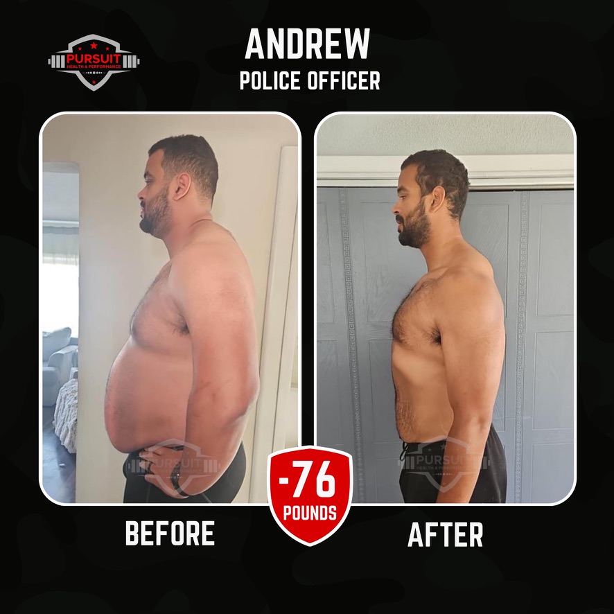 Andrew, police officer — 76 pounds down