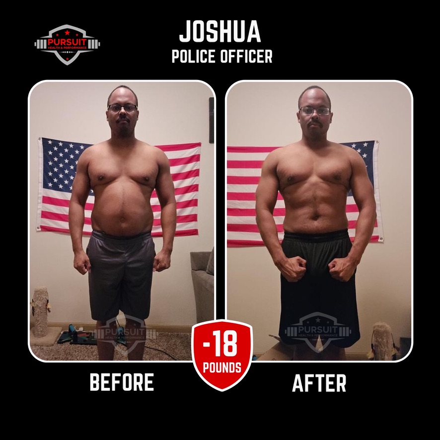Joshua, police officer — 18 pounds down