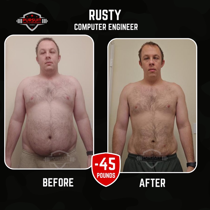 Rusty, computer engineer — 45 pounds down