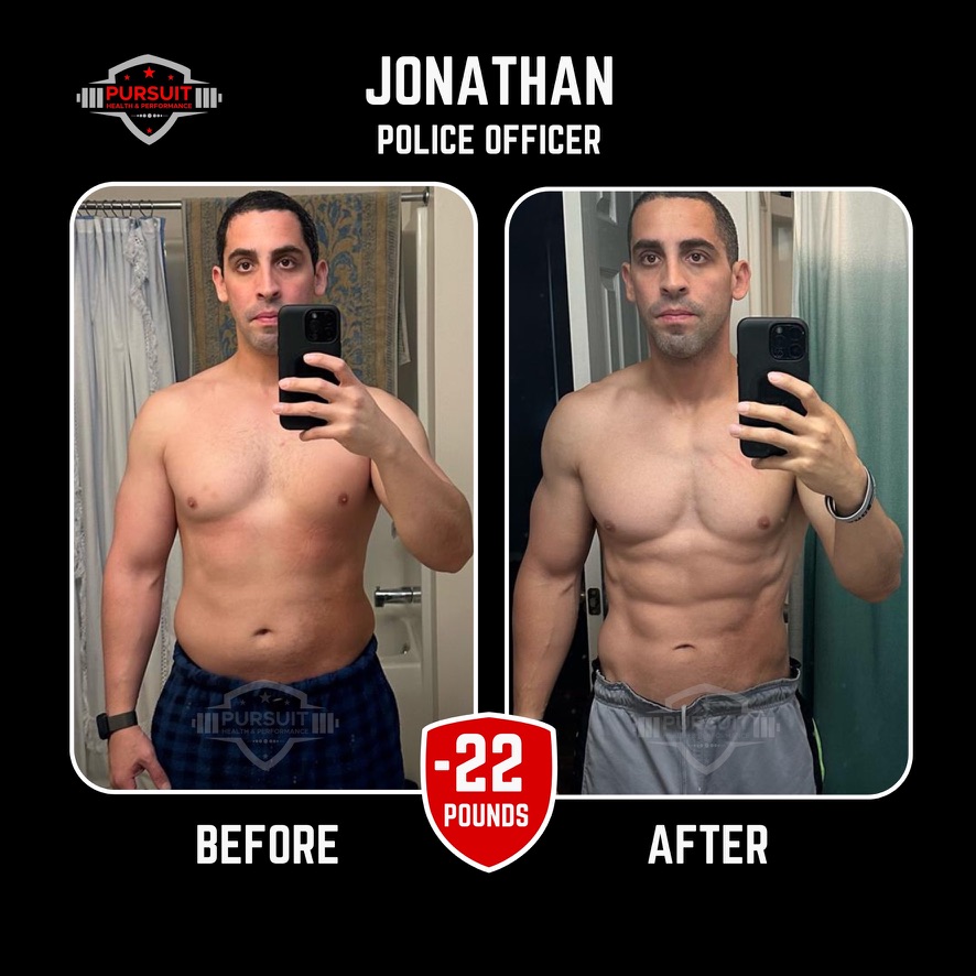 Jonathan, police officer — 22 pounds down