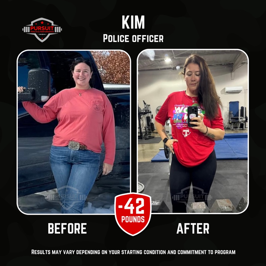 Kim, police officer — 42 pounds down