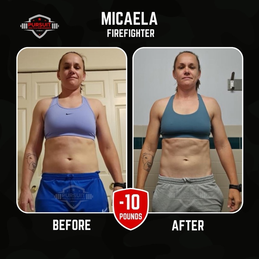 Micaela, firefighter — 10 pounds down