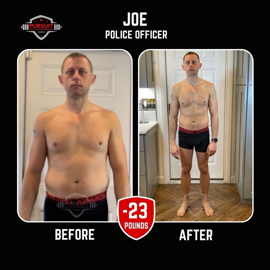 Joe, police officer — 23 pounds down