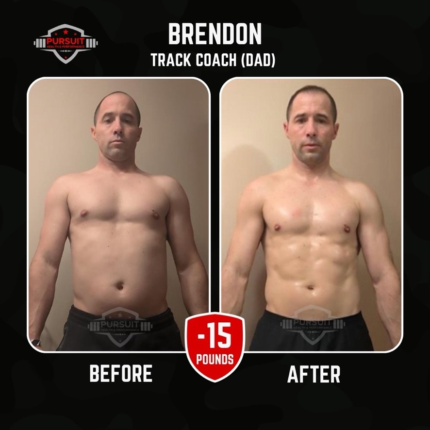 Brendon, track coach — 15 pounds down